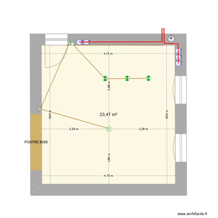 PIECE CUISINE JODIE. Plan de 1 et 23 m² PIECE CUISINE JODIE. Plan de 1 et 23 m²