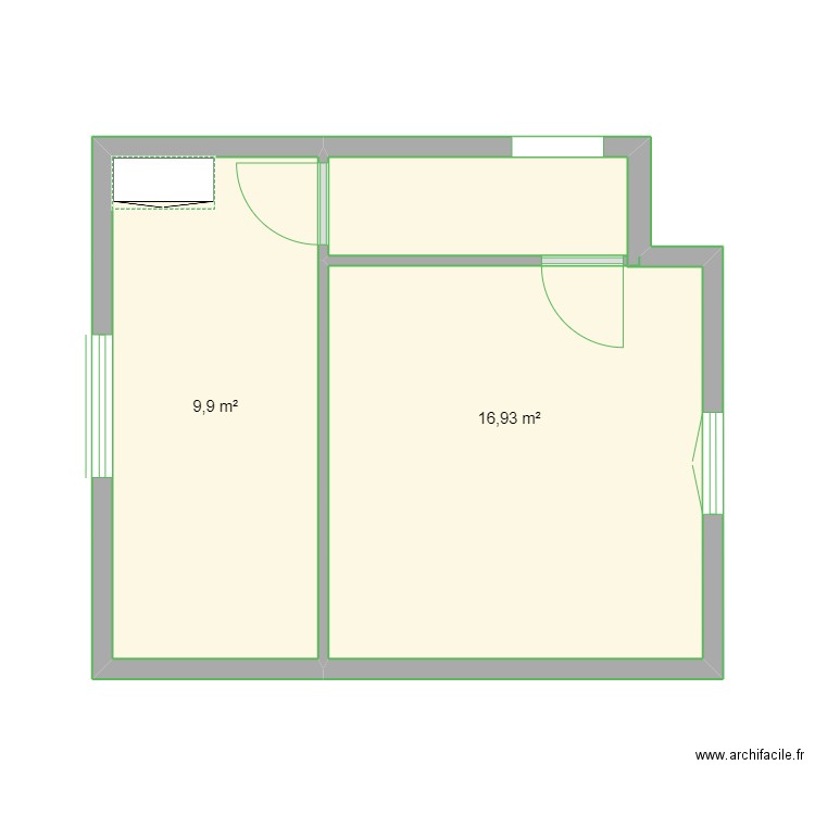 bardenet 1er etage. Plan de 2 pièces et 27 m2