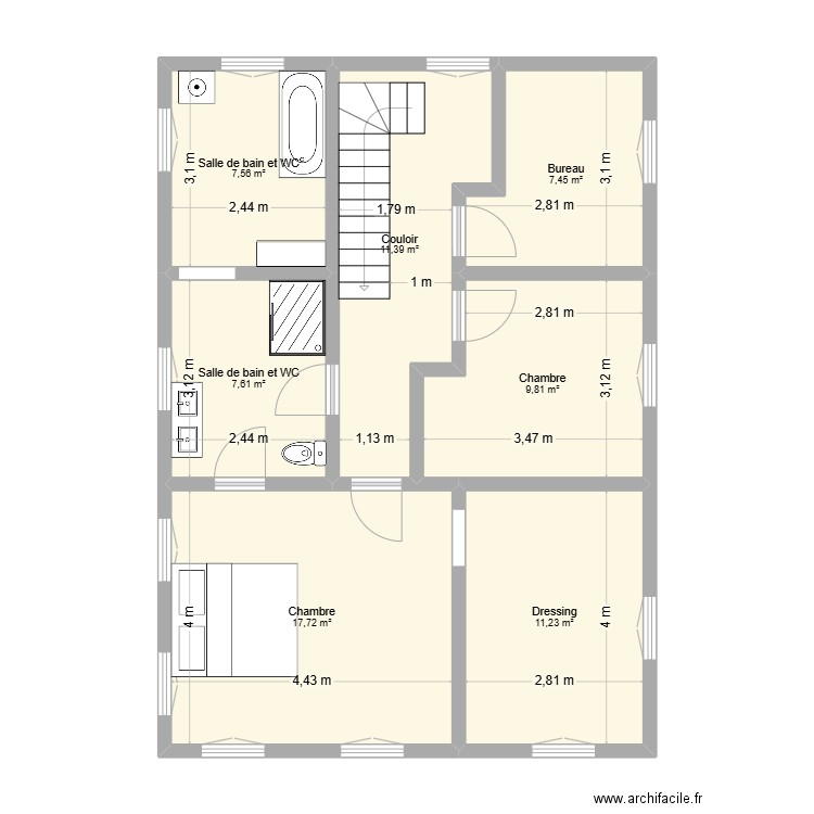 Etage Vuissens Projet. Plan de 7 pièces et 73 m2