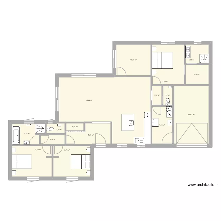 maison 40. Plan de 16  et 147 m²