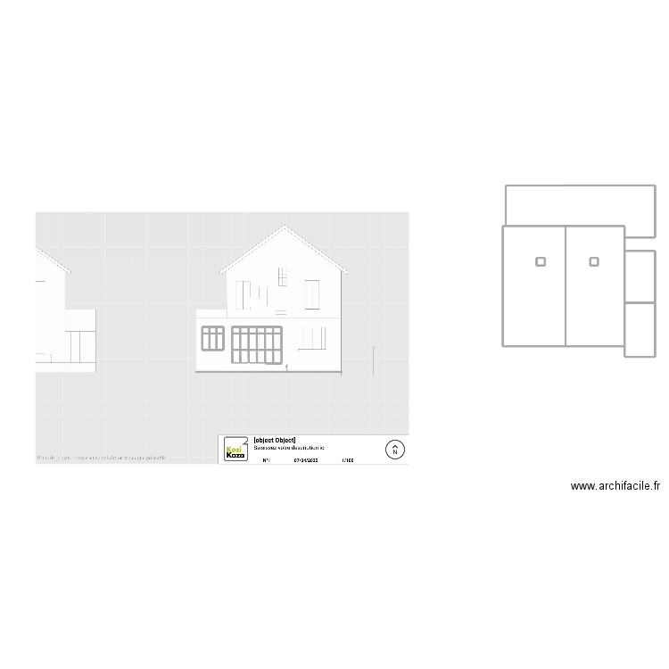 Façade jardin. Plan de 30 pièces et 102 m2