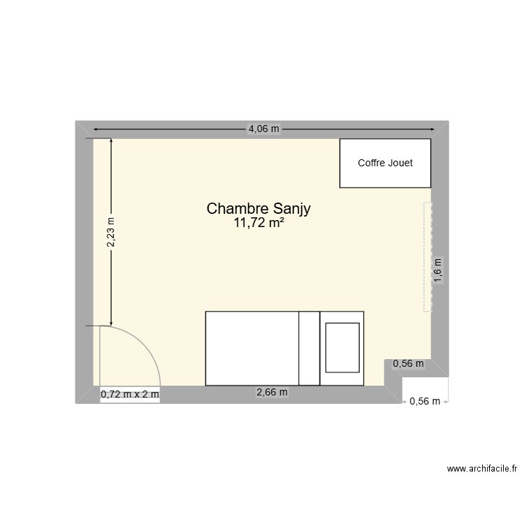 Chambre Jy. Plan de 1 pièce et 12 m2