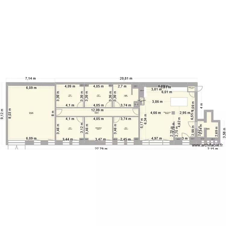 Plan rdc. Plan de 27  et 227 m²