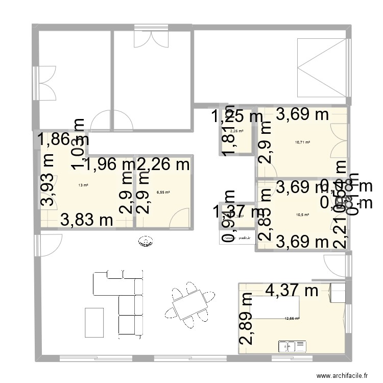 plan2. Plan de 7 pièces et 57 m2