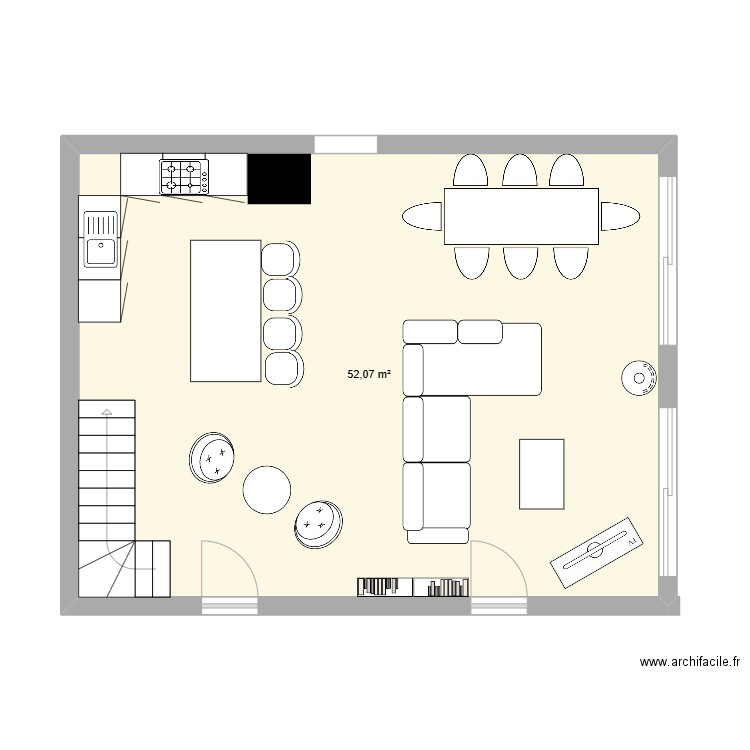 quiberville2. Plan de 1 pièce et 52 m2