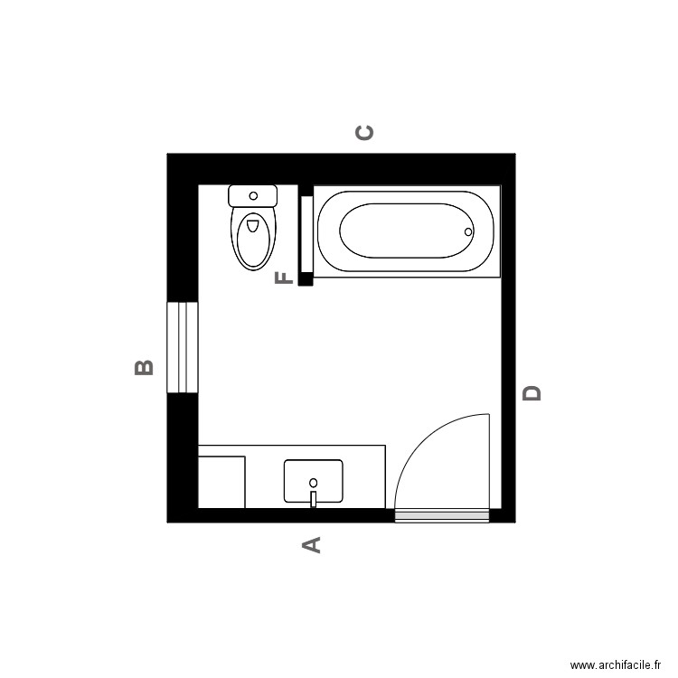 cote vide. Plan de 1 pièce et 6 m2