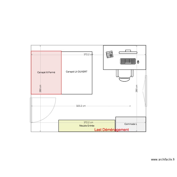 Bureau Cancale v2. Plan de 1 pièce et 10 m2