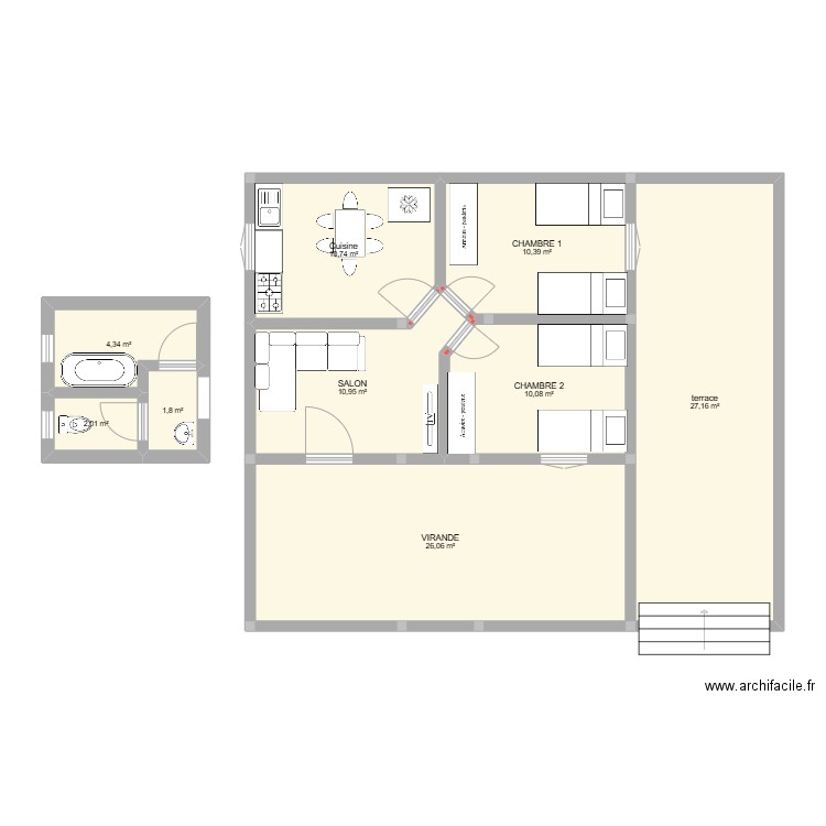 ETAPE 01. Plan de 9 pièces et 104 m2