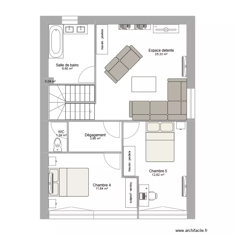 Vincent Viala Niveau 3 projet meublé. Plan de 7 et 62 m² Vincent Viala Niveau 3 projet meublé. Plan de 7 et 62 m²