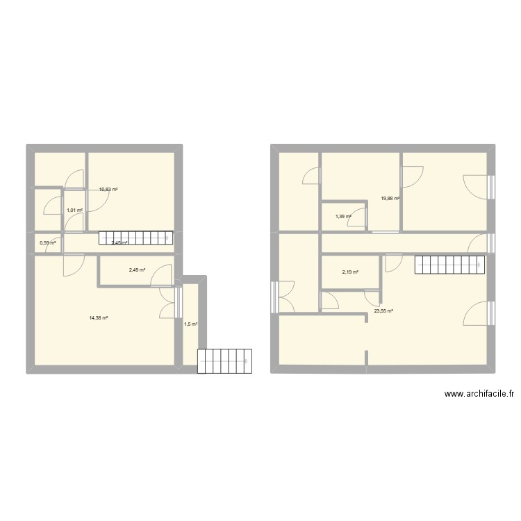 plan d'évacuation. Plan de 11 pièces et 80 m2
