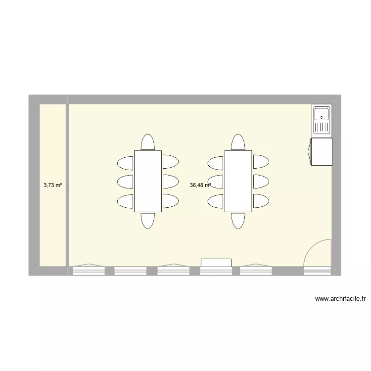 Salle verte. Plan de 2  et 40 m²