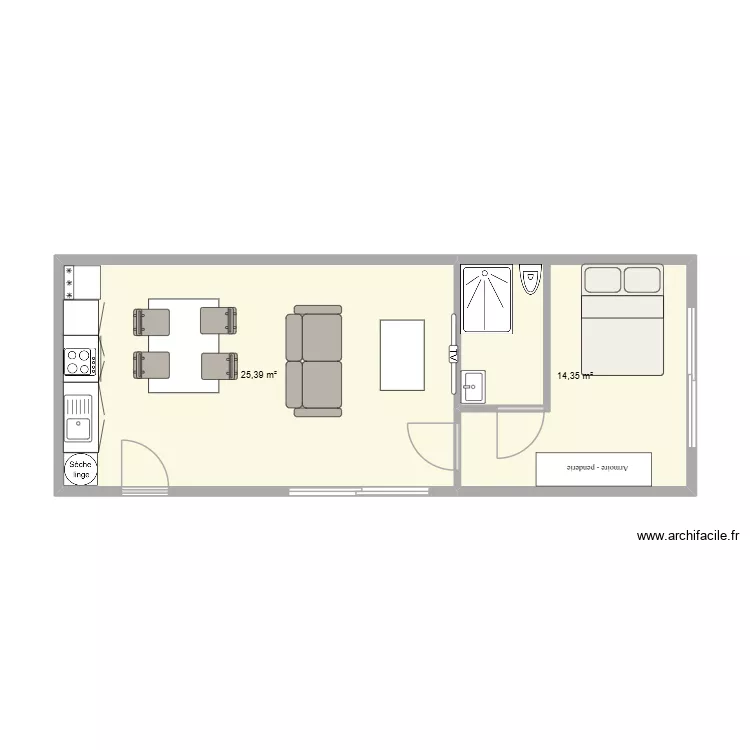 Loch ST EVARZEC. Plan de 2 Pièces et 40 m² Loch ST EVARZEC. Plan de 2 Pièces et 40 m²
