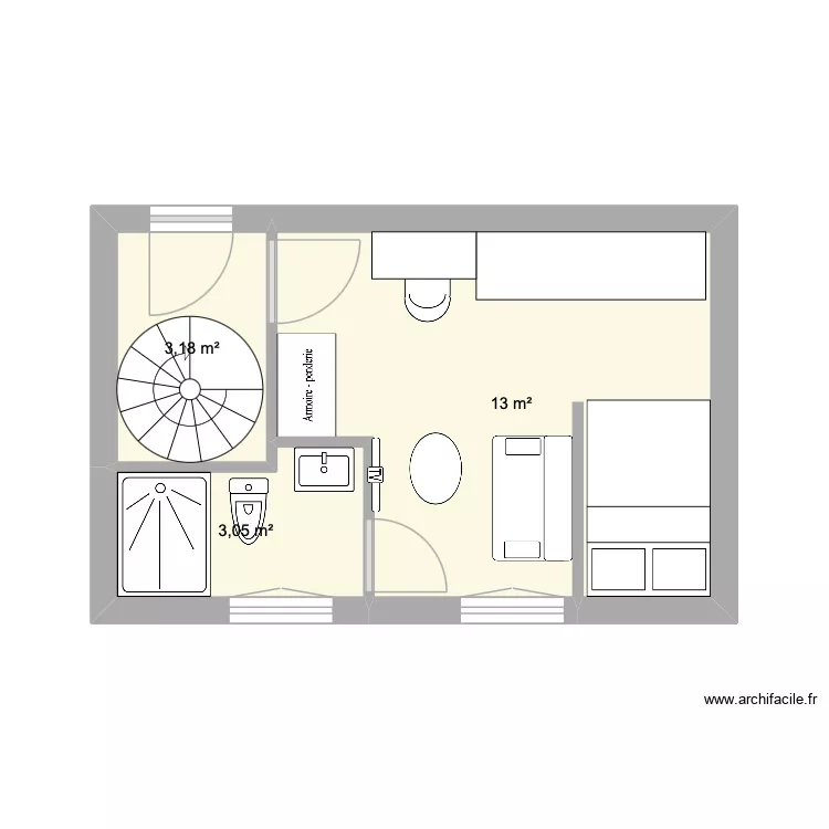 1 marie borie. Plan de 3  et 19 m²