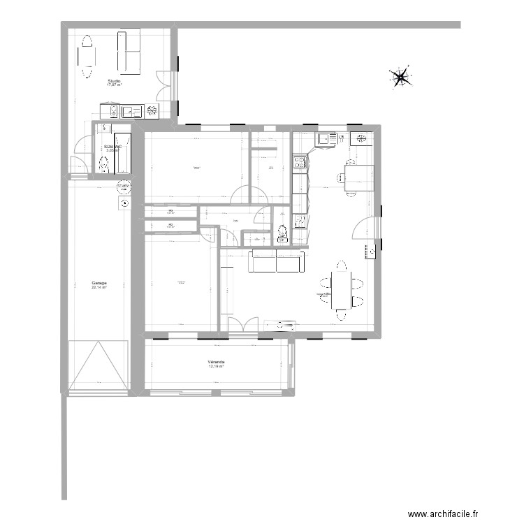 Maison Garage 10 Amenagement. Plan de 13 pièces et 129 m2