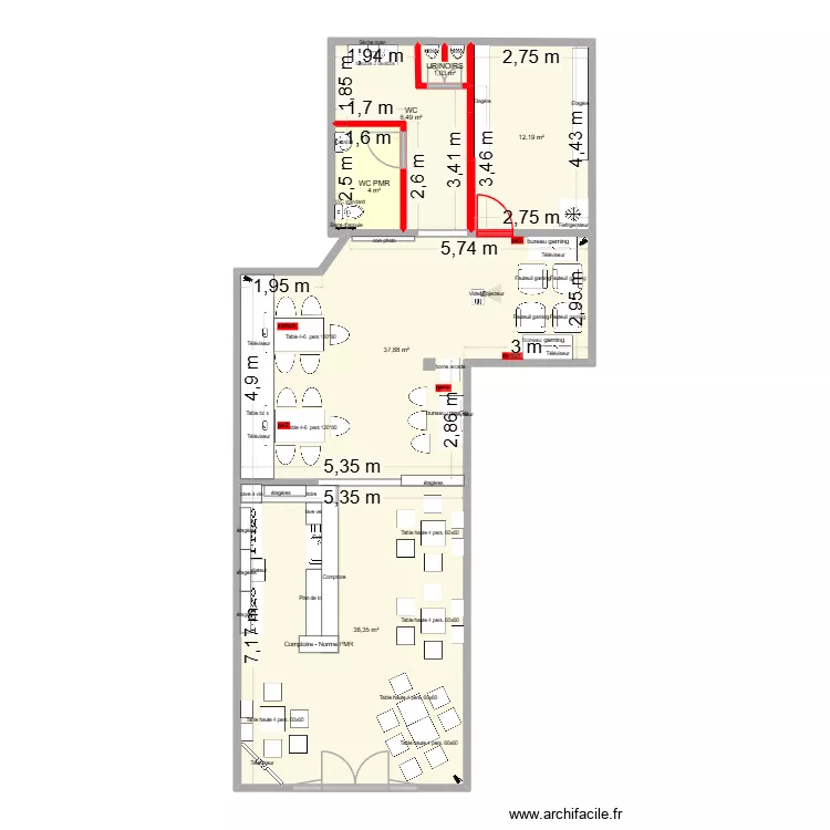 IUT - bar v6 - cloison. Plan de 6 et 102 m² IUT - bar v6 - cloison. Plan de 6 et 102 m²