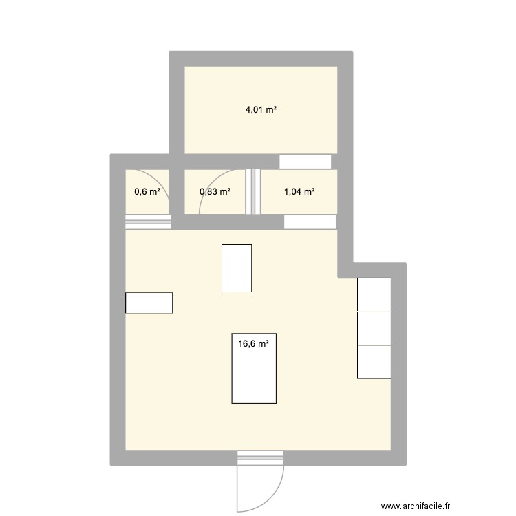week end. Plan de 5 pièces et 23 m2