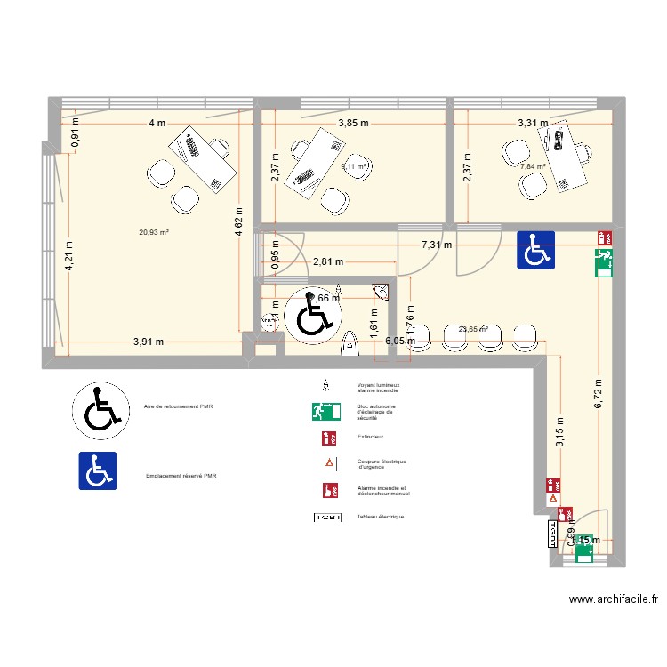 lot 24 accessibilité. Plan de 4 pièces et 62 m2