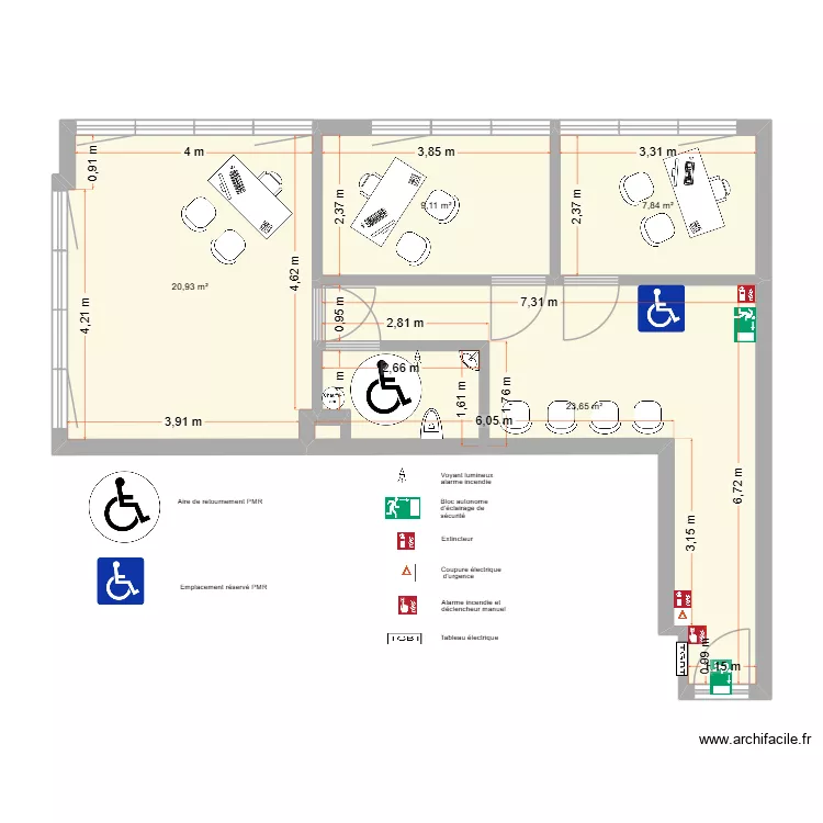 lot 24 accessibilit&eacute;. Plan de 4  et 62 m²