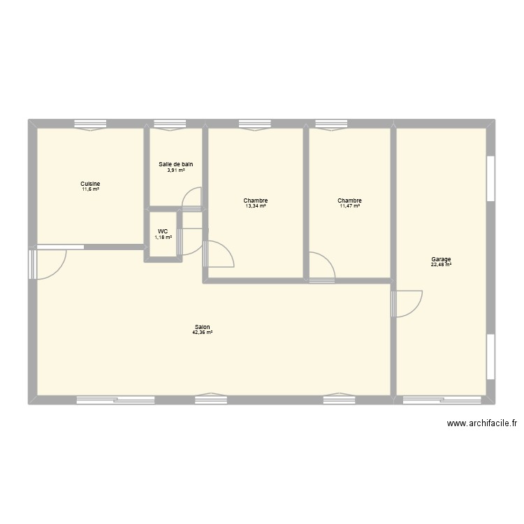 Maison Franquevillette Verte Existant. Plan de 7 pièces et 106 m2