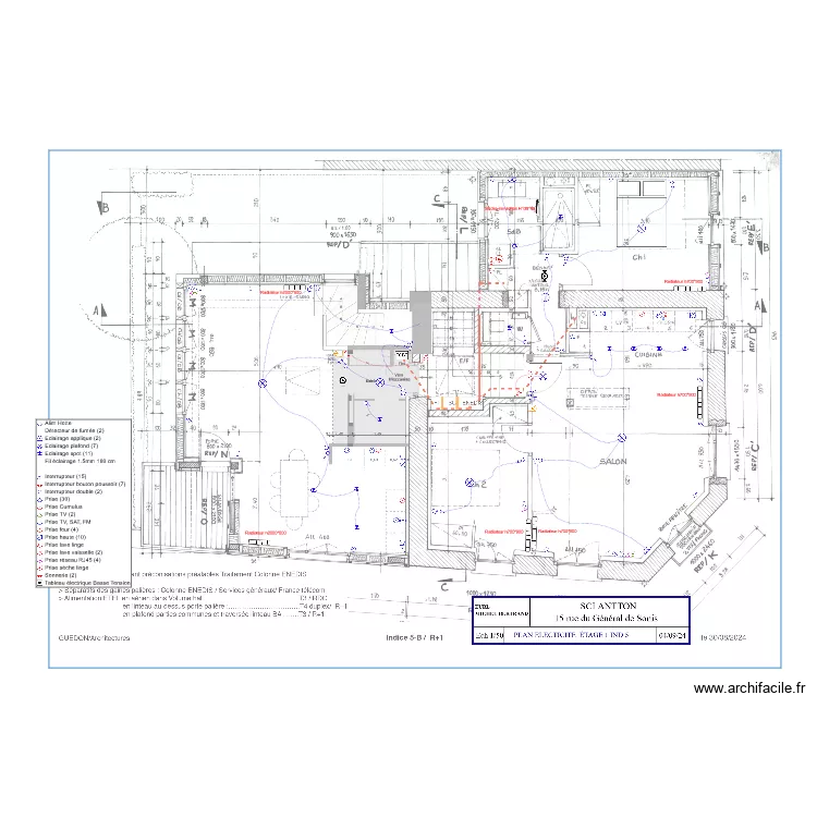 PLAN ELECTRICITE  ETAGE 1 ind 5. Plan de 