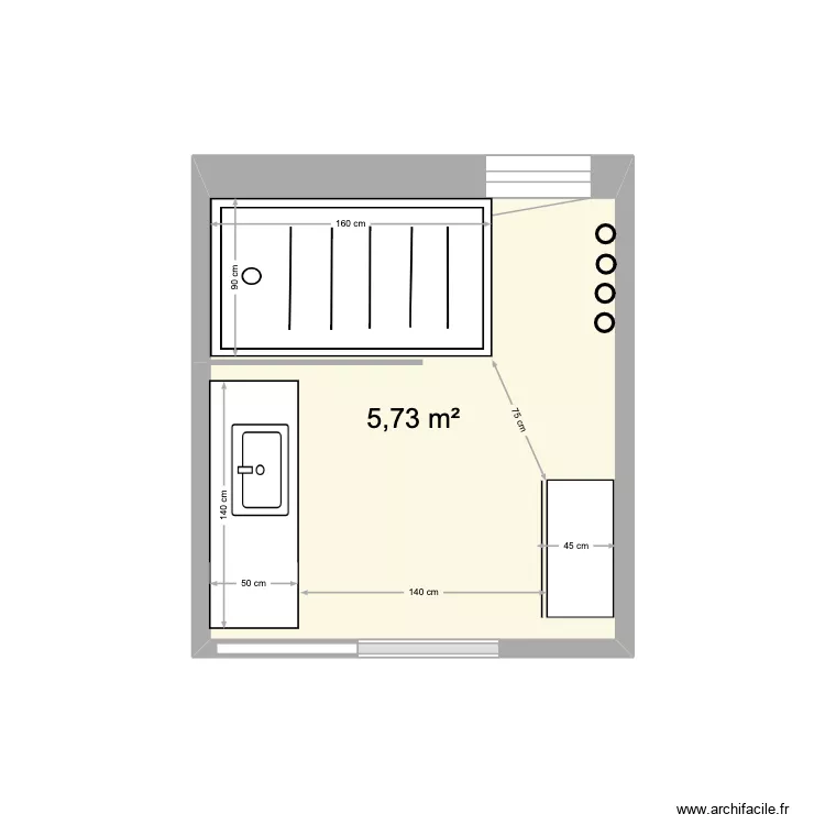 SDB 27/08. Plan de 1  et 6 m²