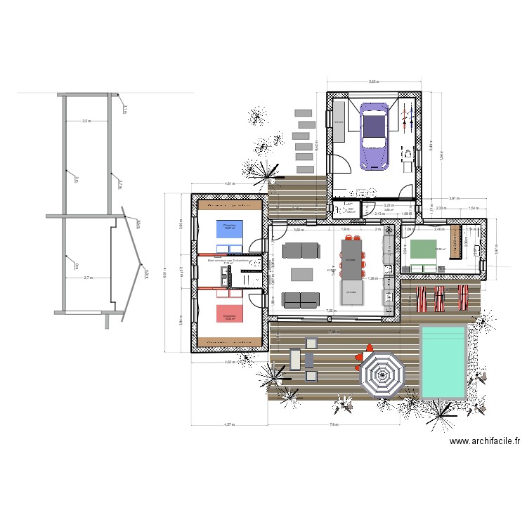 maison  01 BIS. Plan de 8 pièces et 123 m2