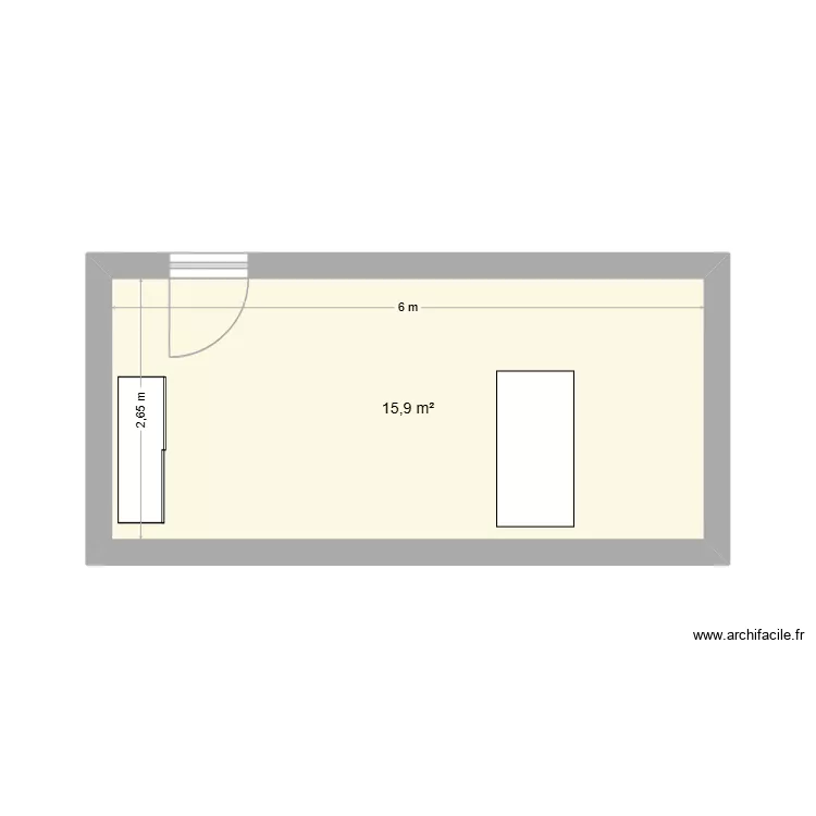 Bureau FC angle. Plan de 1  et 16 m²