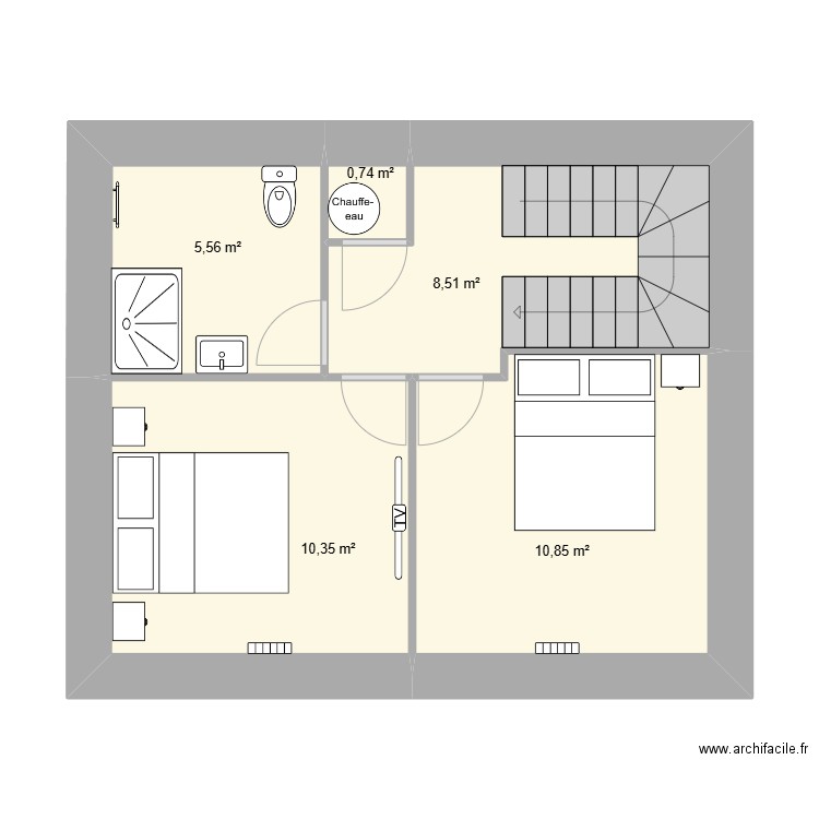 étage Trohinat. Plan de 5 pièces et 36 m2