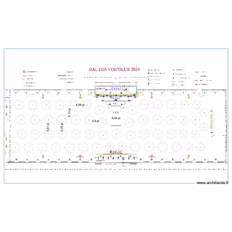 Plan de salle Grand Bal - cotation. Plan de 
