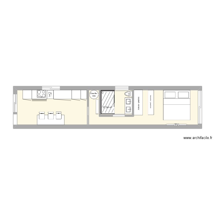 EMA. Plan de 1 pièce et 28 m2
