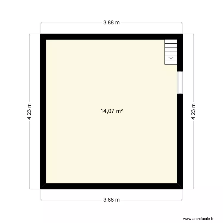 Plan du bureau. Plan de 1 pièce et 14 m²