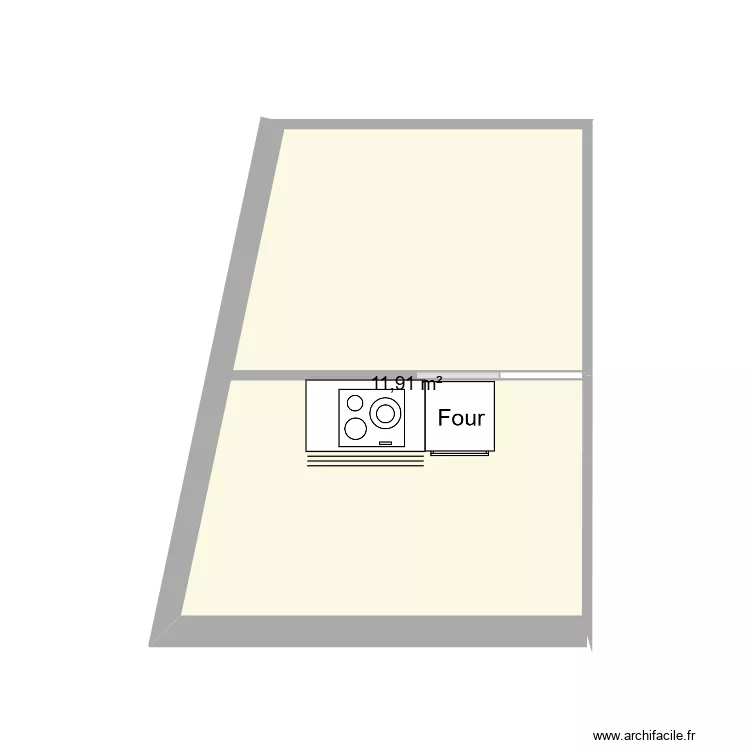 cuisine-bureau vierge 02. Plan de 1  et 12 m²
