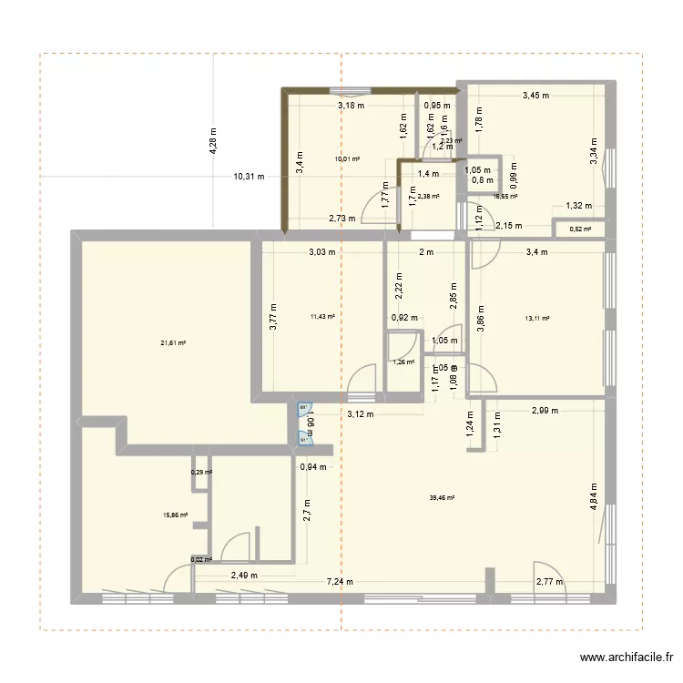 miron tyrosse. Plan de 13  et 135 m²