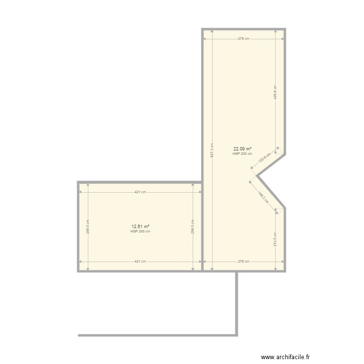 DESFARGES. Plan de 2 pièces et 35 m2