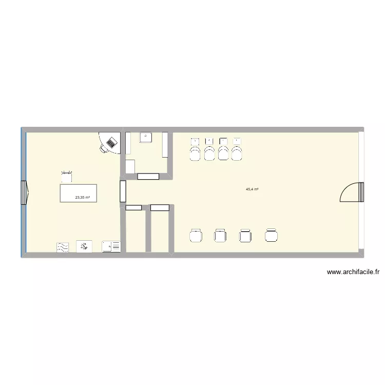 salon de coiffure 3d. Plan de 