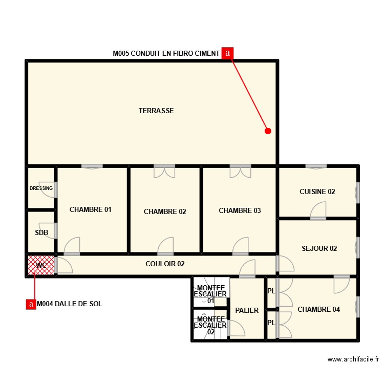 PLAN 01 ETAGE ST HILAIRE AM. Plan de 16 pièces et 102 m2