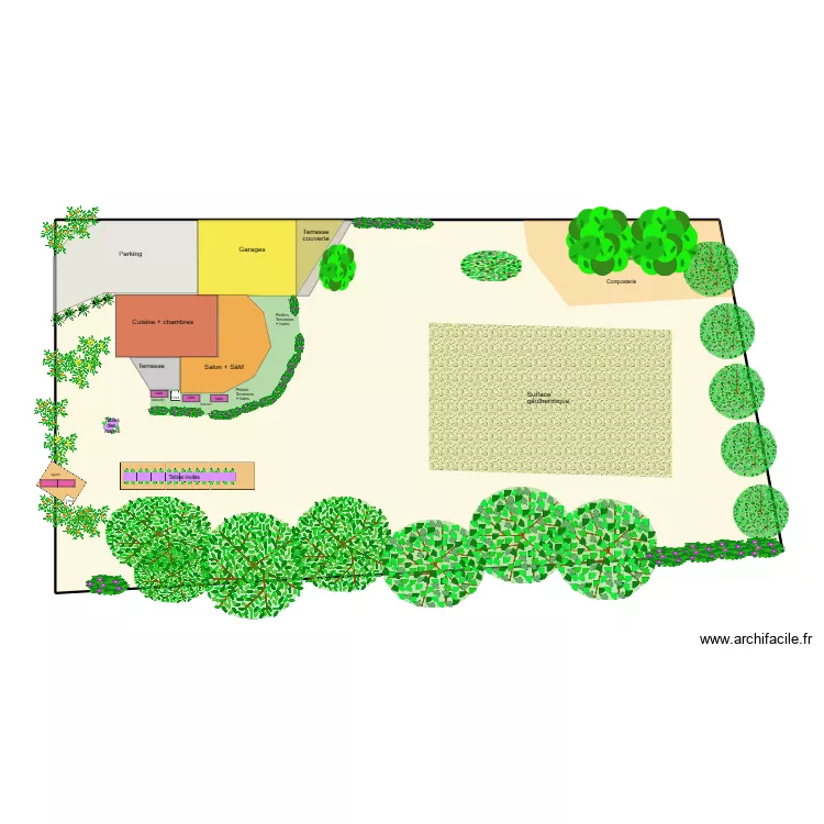 Maison Eliane Jardin 06. Plan de 1  et 206 m²