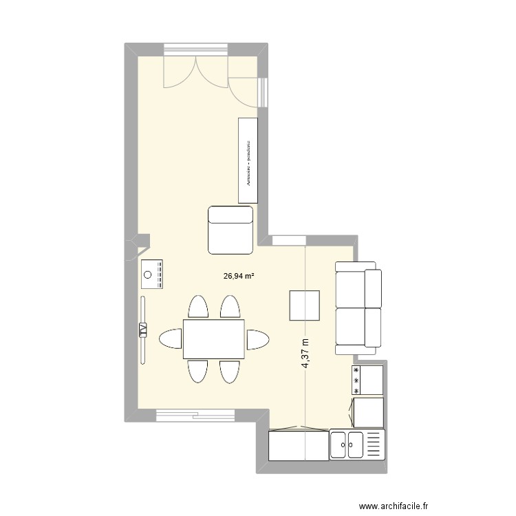 Garluche cuisine chambre v1. Plan de 0 pièce et 0 m2