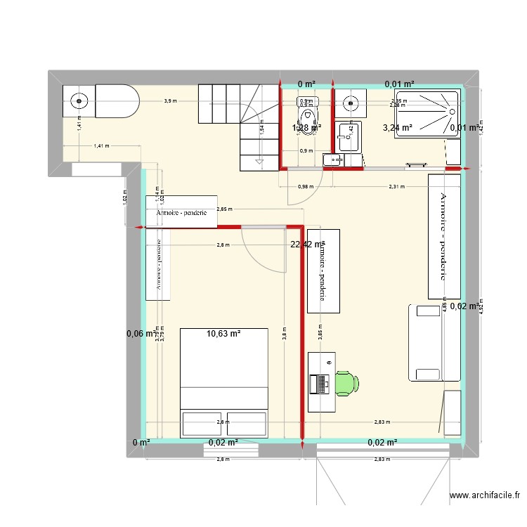 Sous-sol2. Plan de 12 pièces et 38 m2