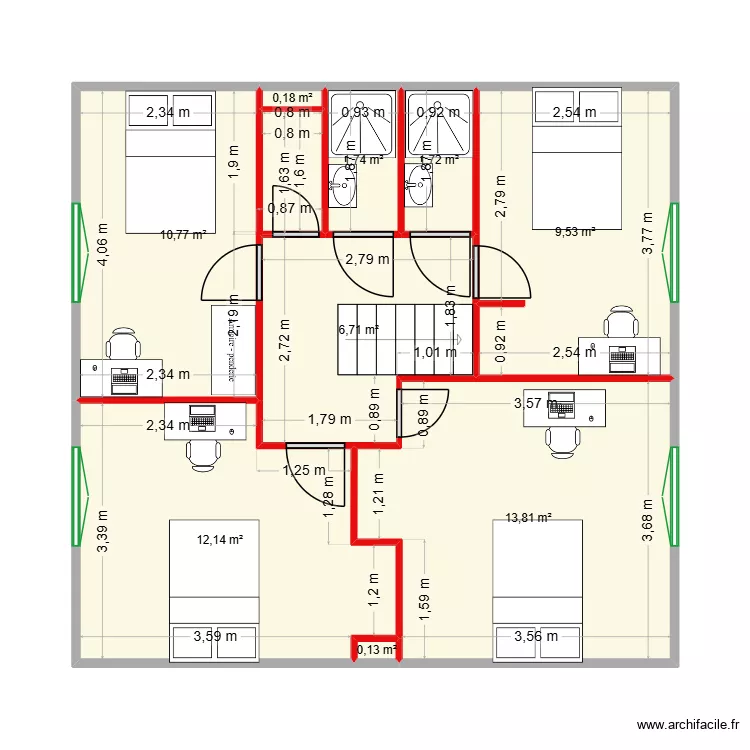 Tisserand 2. Plan de 9  et 57 m²