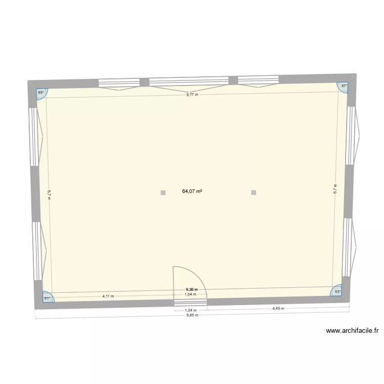 pi&egrave;ce location Paul doumer. Plan de 1  et 64 m²