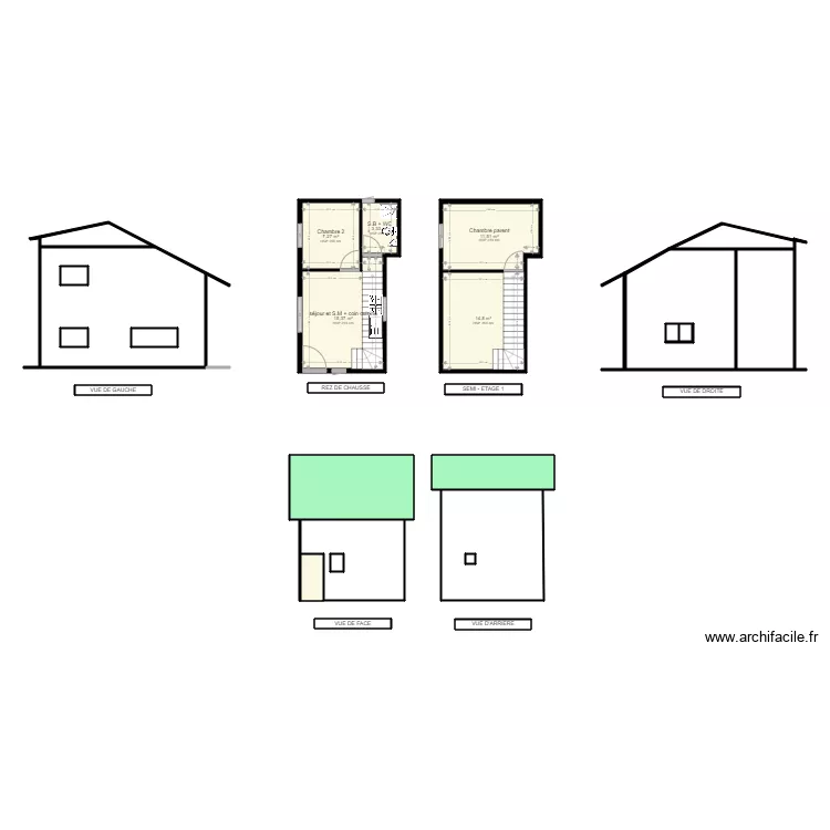 Maison de 2 chambres. Plan de 24 et 147 m² Maison de 2 chambres. Plan de 24 et 147 m²