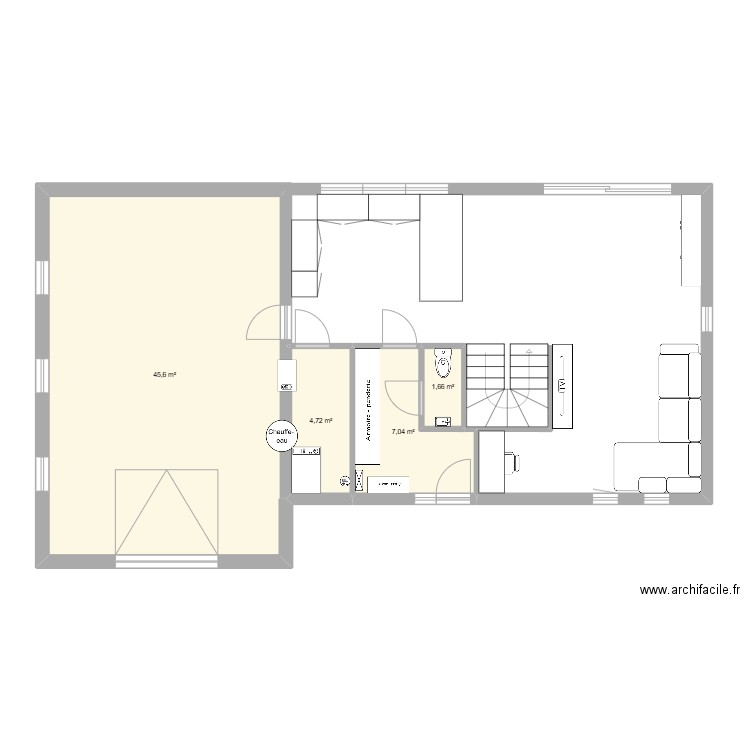 rez. Plan de 4 pièces et 59 m2