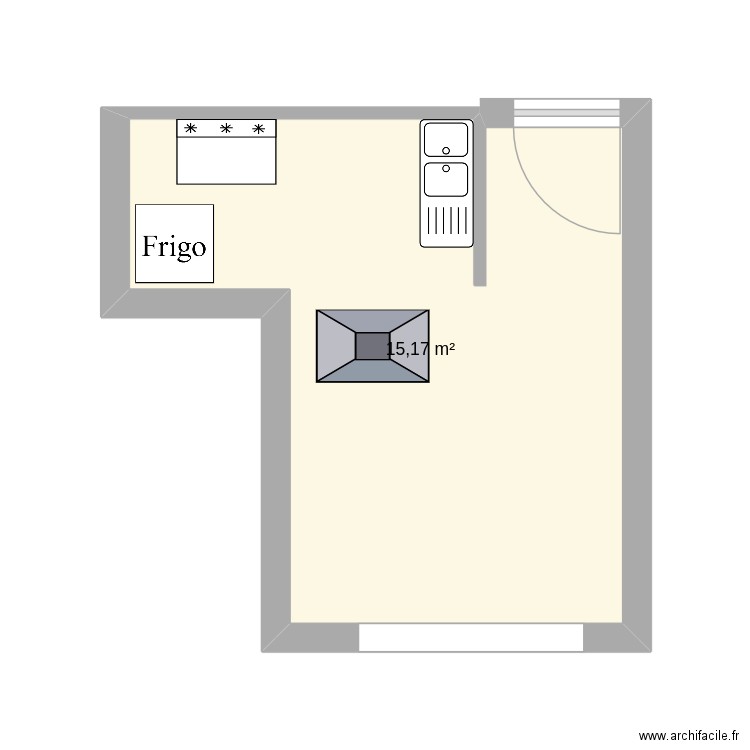 cuisine. Plan de 1 pièce et 15 m2