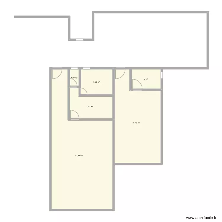 R+ 1. Plan de 6 Pièces et 87 m² R+ 1. Plan de 6 Pièces et 87 m²