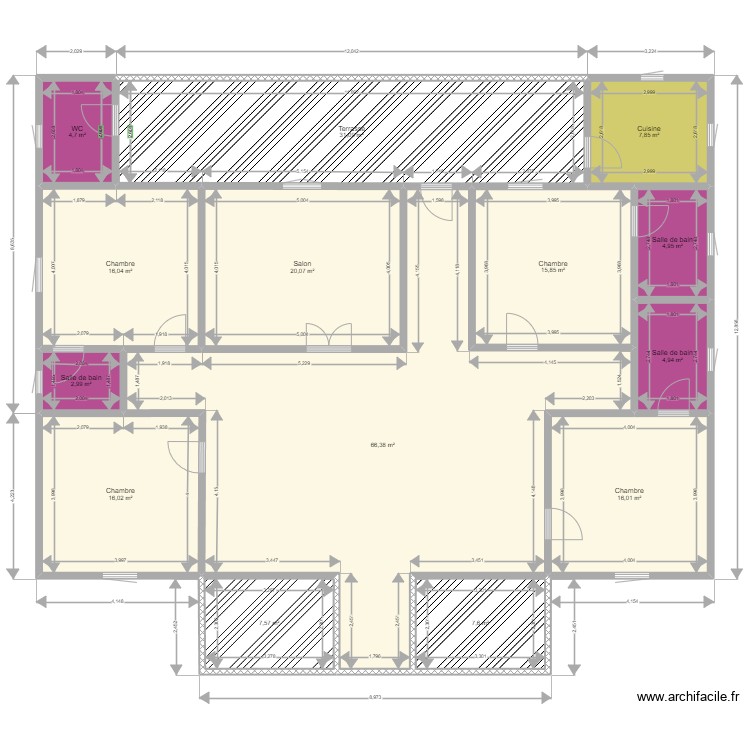 Plan de fondation d\'une maison T5. Plan de 0 pièce et 0 m2