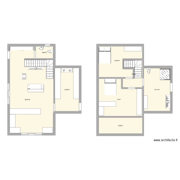 Plan VF pignon. Plan de 8 pièces et 127 m2
