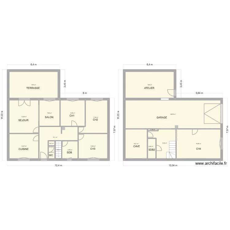 BLASER. Plan de 19  et 199 m²