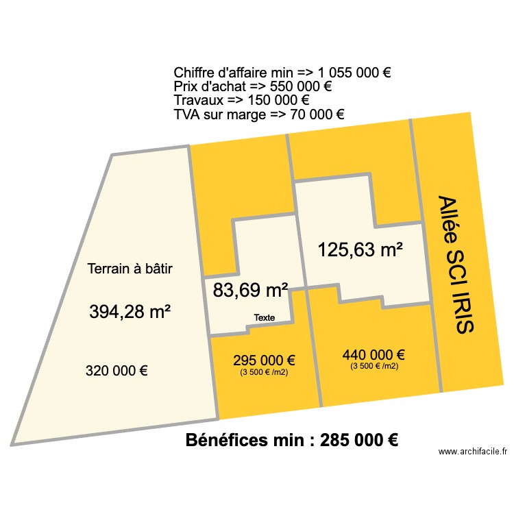 Projet LEBLANC. Plan de 3 pièces et 604 m2