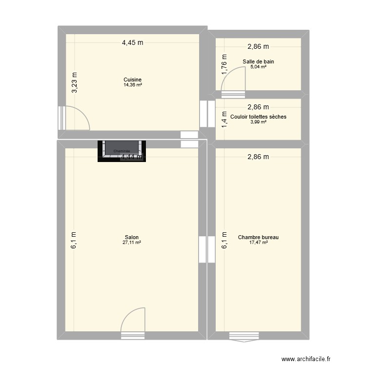 Maison 1. Plan de 5 pièces et 68 m2